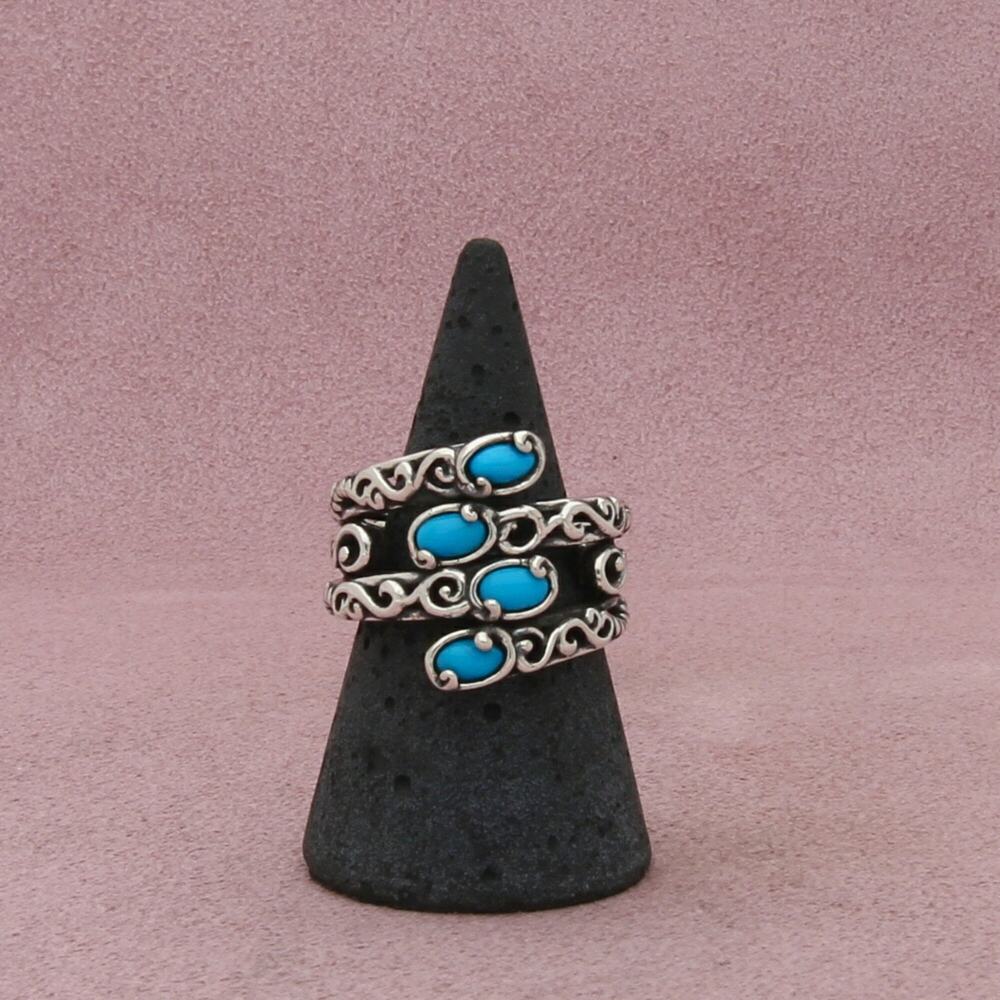 carolyn pollack sterling silver southwestern turquoise scroll ring size 8